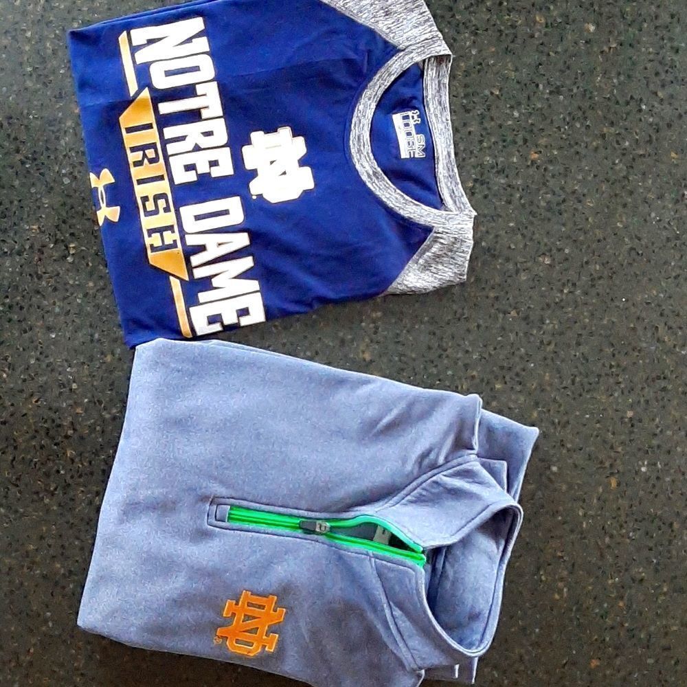 Notre Dame lot of tee and 3/4 zip hoodie
